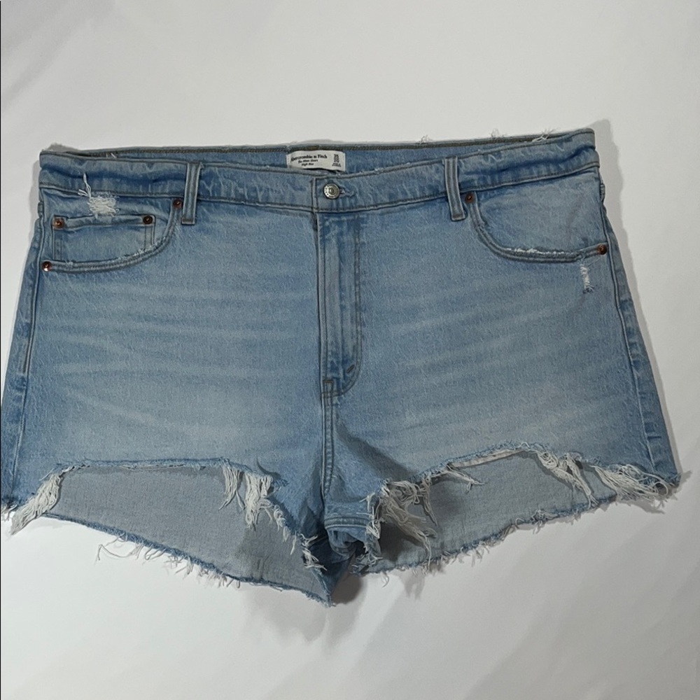 Abercrombie & Fitch Blue Jean Shorts High-Waisted Distressed